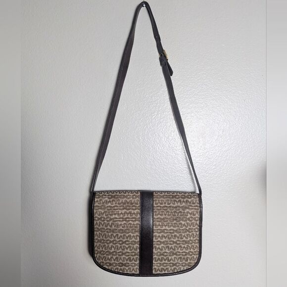Vintage Mark Cross Signature Print Leather Brown Flap Shoulder Crossbody Bag - Picture 3 of 9
